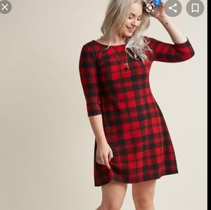 Modcloth Cozy Plaid Sweater Dress